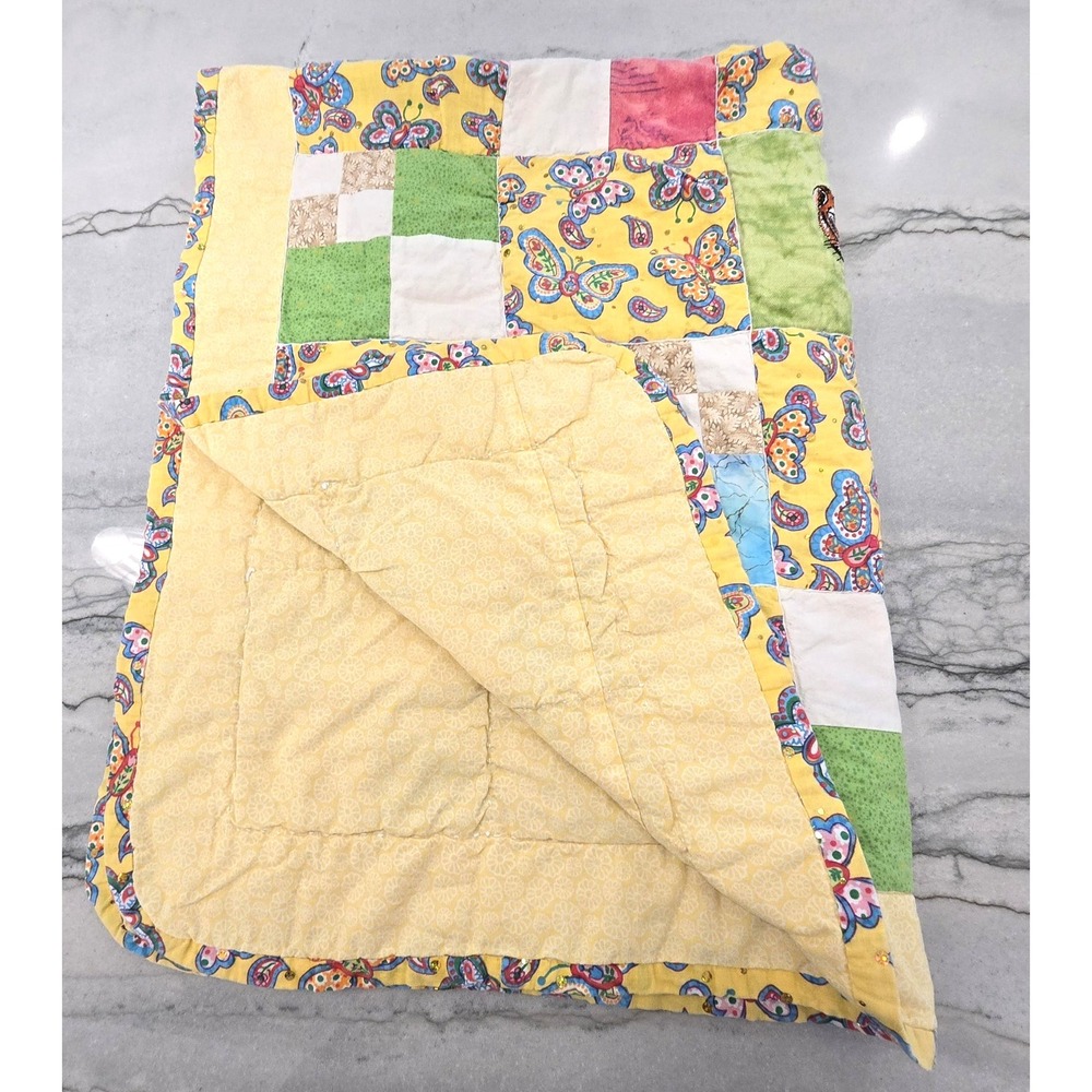 Vintage Handmade Quilt Blanket Throw Donald Duck Tiger Butterfly Patchwork 33x44